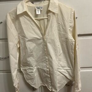 Coldwater Creek Cream Button-Up Blouse